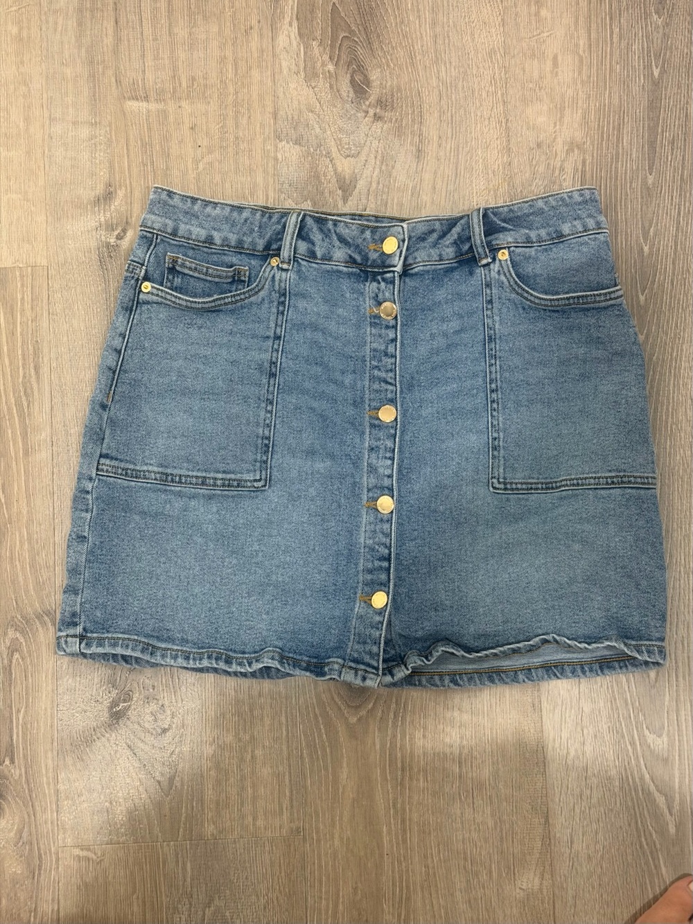 MICHAEL Michael Kors Light Blue Denim Button-Front Mini Skirt